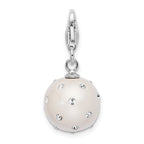 Amore La Vita Sterling Silver Rhodium-plated Polished 3-D White Ferido Stellux Crystal Ball Charm with Fancy Lobster Clasp