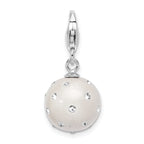 Amore La Vita Sterling Silver Rhodium-plated Polished 3-D White Ferido Stellux Crystal Ball Charm with Fancy Lobster Clasp