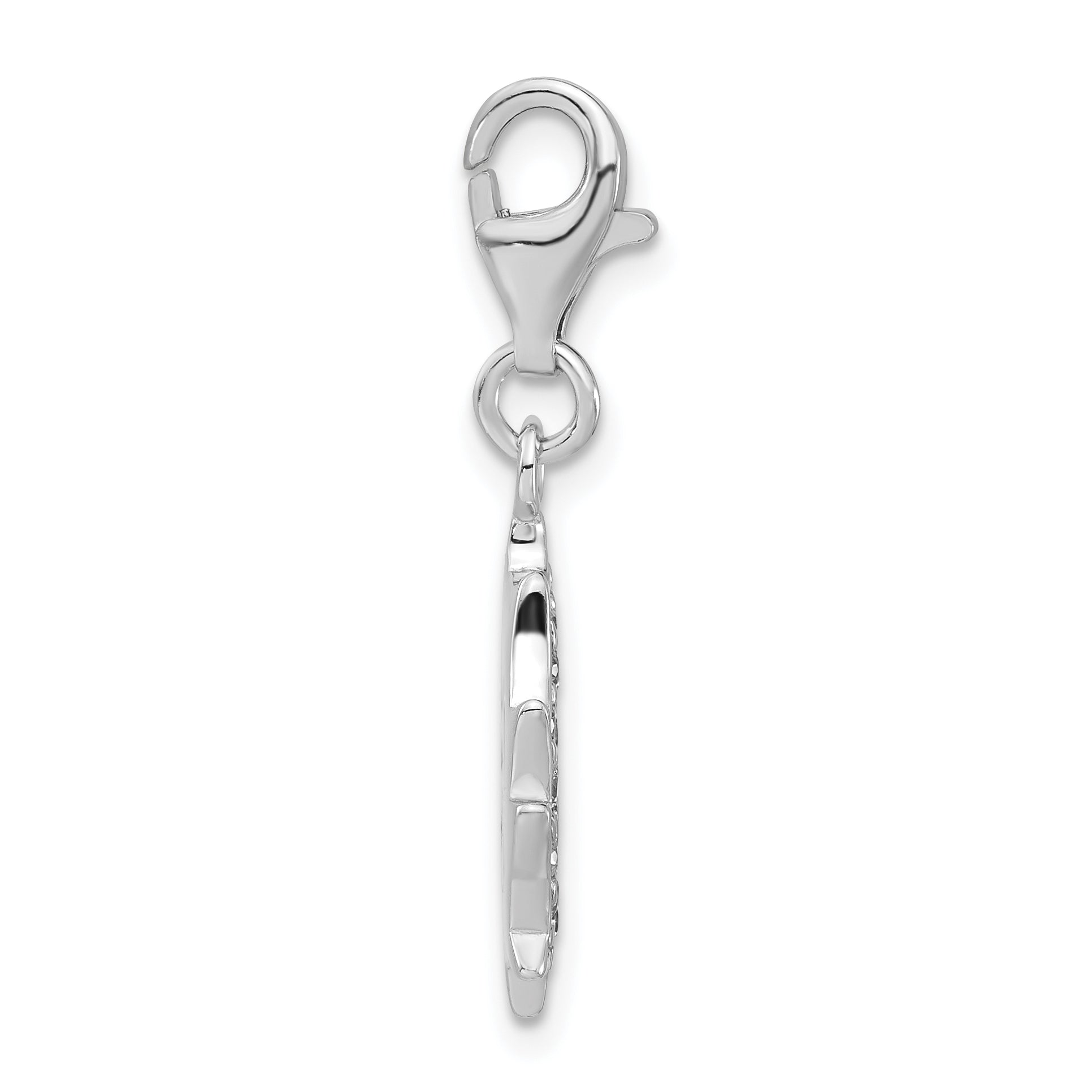 Sterling Silver Click-on CZ Peace Sign Charm Secondary image