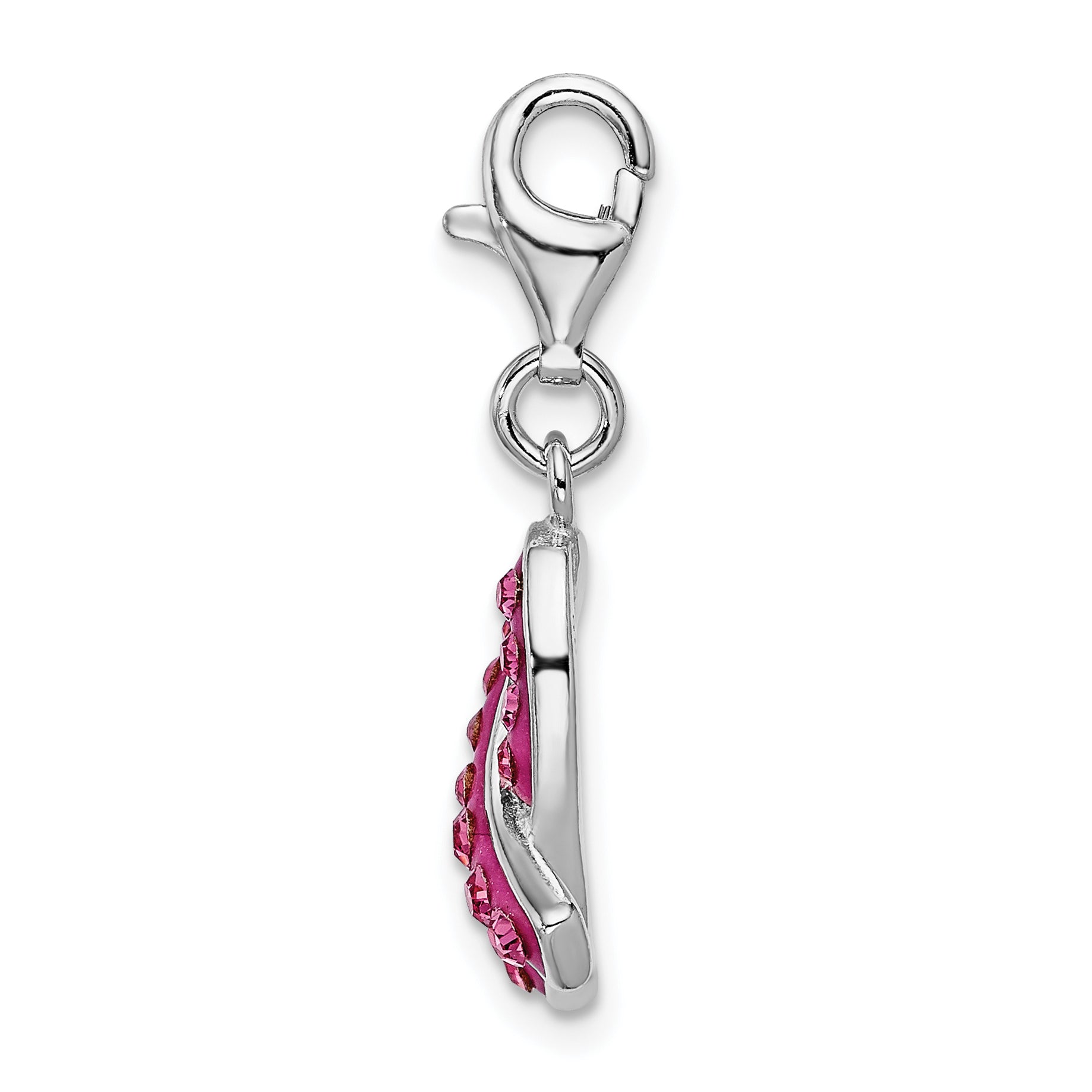 Amore La Vita Sterling Silver Rhodium-plated Polished Stellux Crystal Pink Awareness Charm with Fancy Lobster Clasp Secondary image