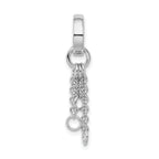Amore La Vita Sterling Silver Rhodium-plated Polished Circle with Cable Chain Dangles Charm Carrier Pendant
