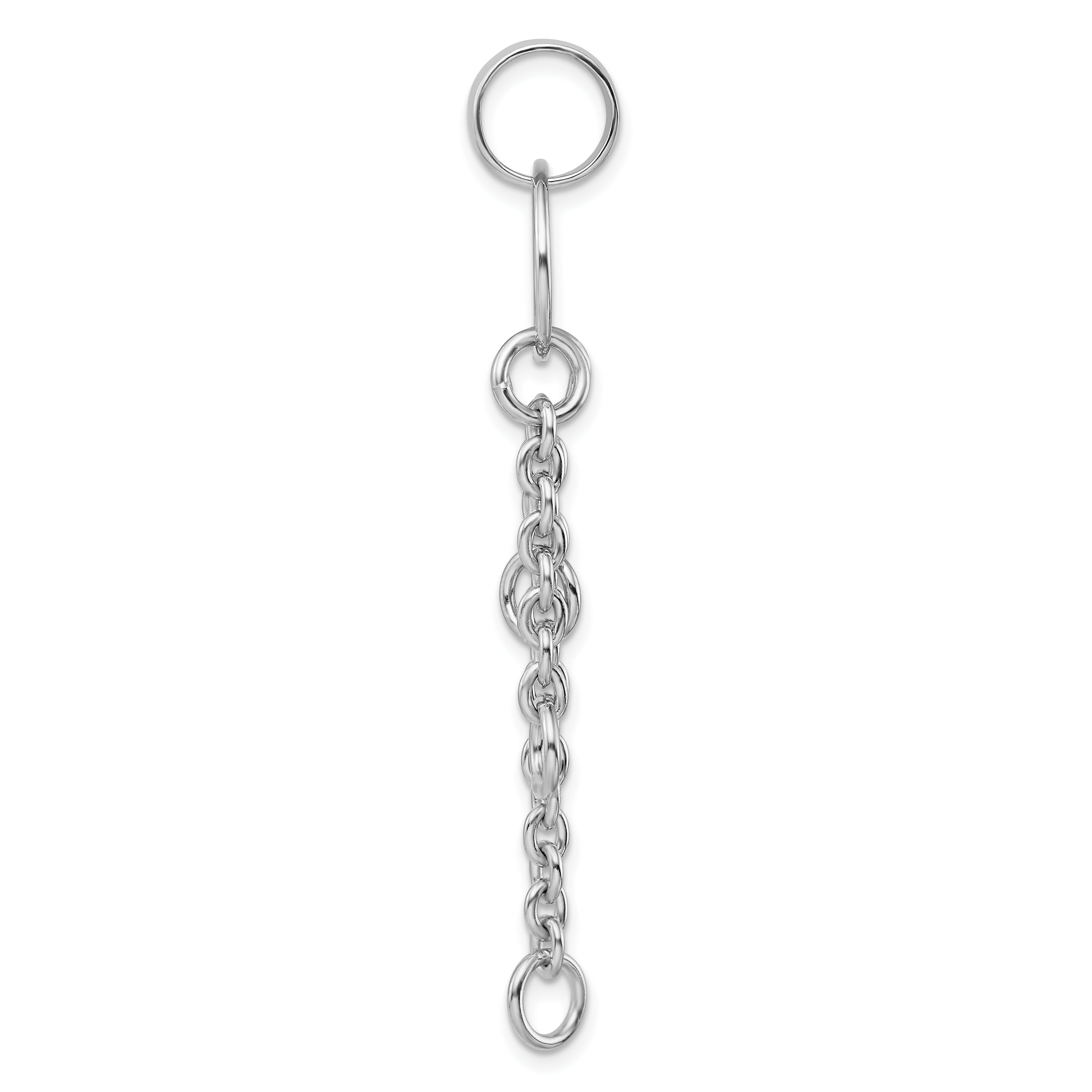 Amore La Vita Sterling Silver Rhodium-plated Polished Circle with Cable Chain Dangles Charm Carrier Pendant Secondary image