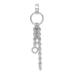 Amore La Vita Sterling Silver Rhodium-plated Polished Circle with Cable Chain Dangles Charm Carrier Pendant