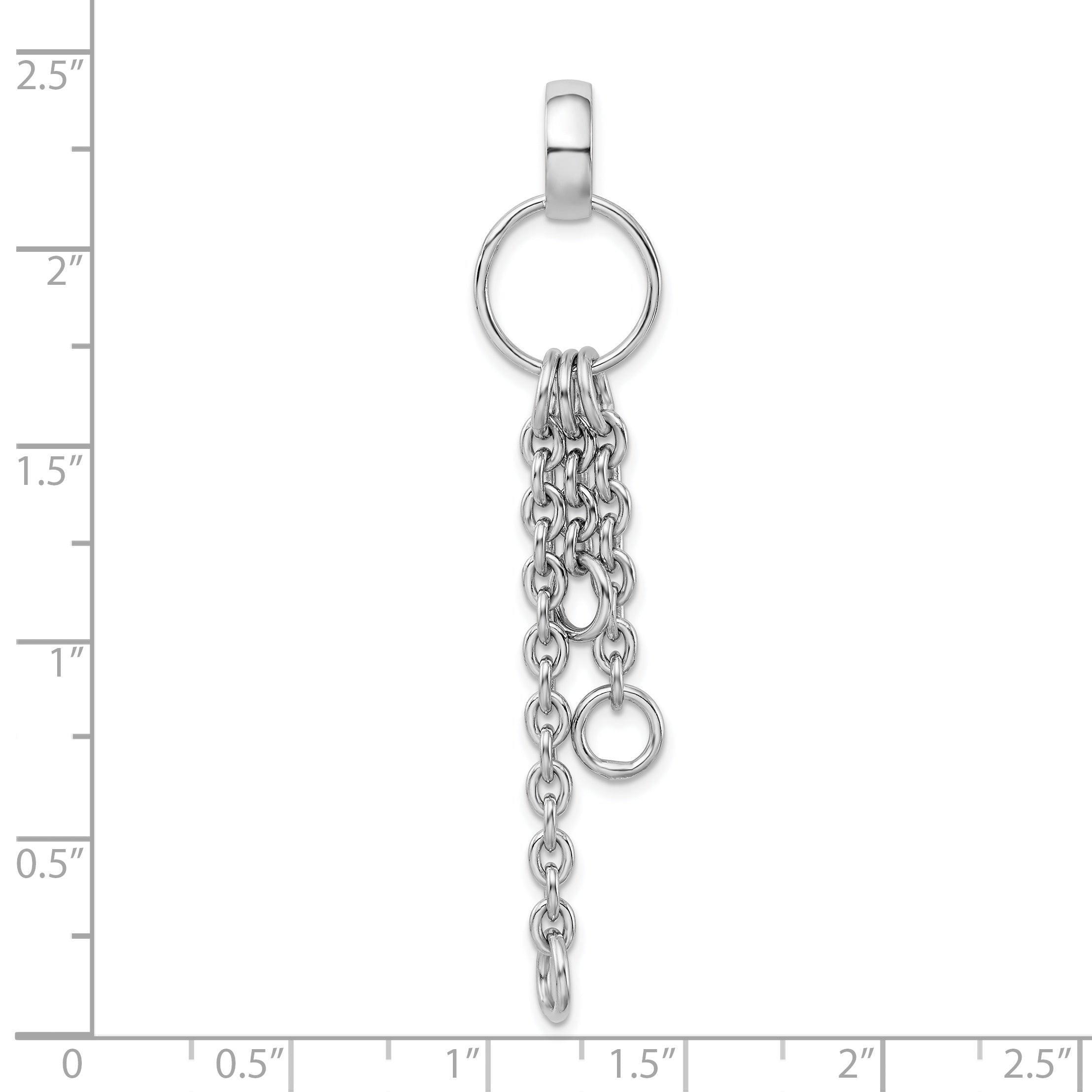 Amore La Vita Sterling Silver Rhodium-plated Polished Circle with Cable Chain Dangles Charm Carrier Pendant