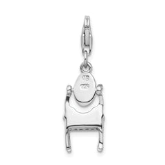 Amore La Vita Sterling Silver Rhodium-plated 3-D Polished Enameled Vanity Charm with Fancy Lobster Clasp