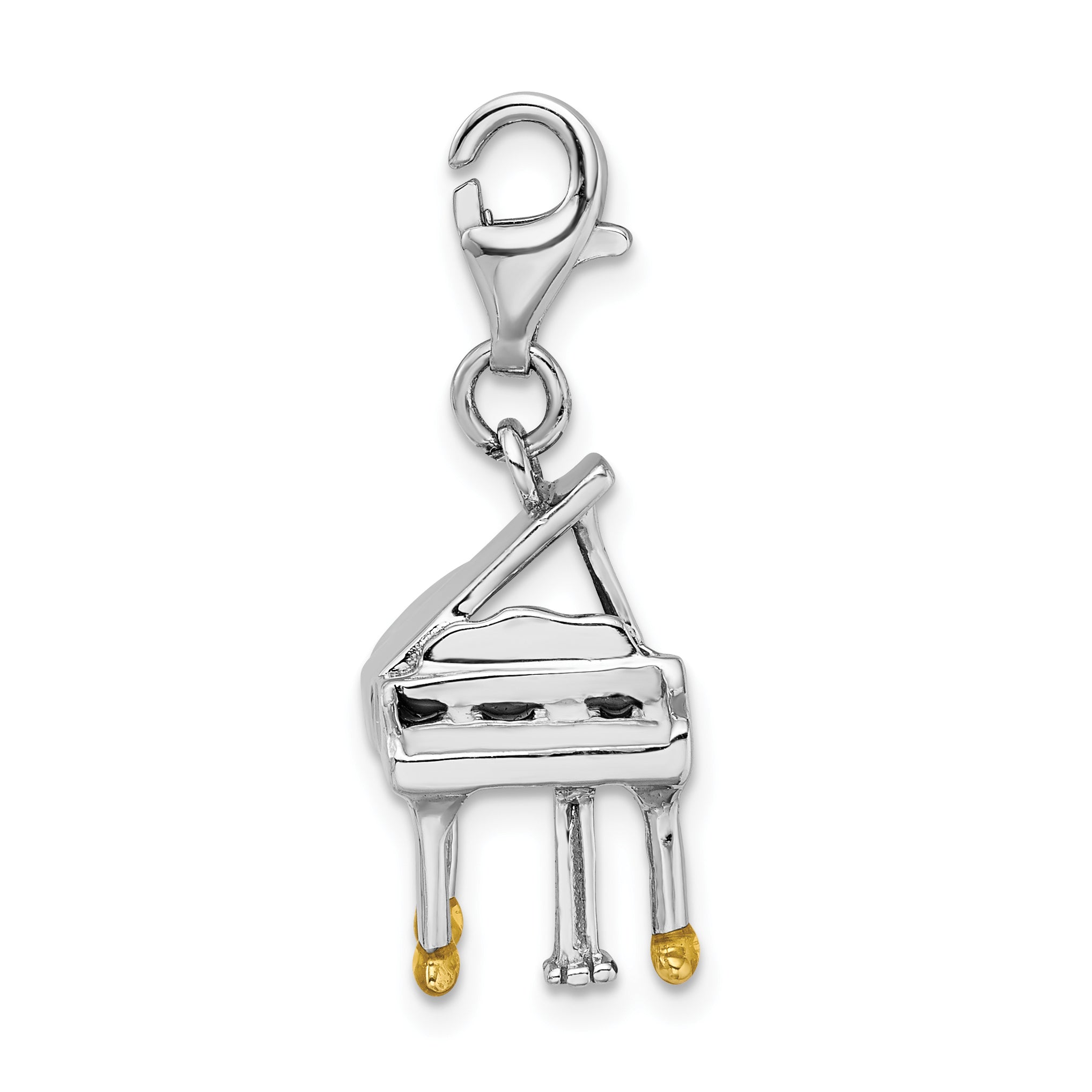 Amore La Vita Sterling Silver Rhodium-plated Polished 3-D Enameled Piano Charm with Fancy Lobster Clasp Secondary image