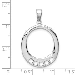 Amore La Vita Sterling Silver Rhodium-plated Polished Oval Shaped Charm Carrier Pendant