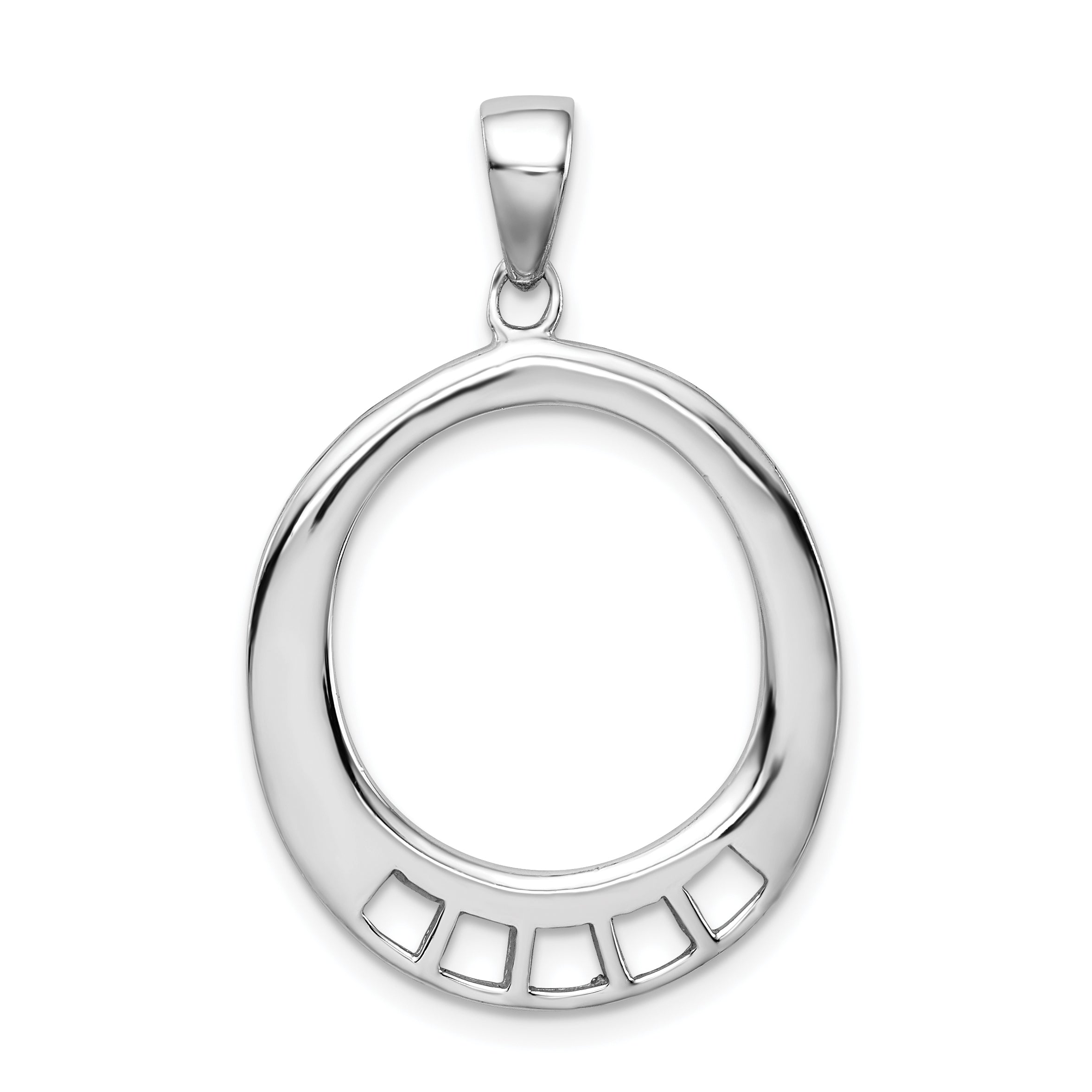 Amore La Vita Sterling Silver Rhodium-plated Polished Oval Shaped Charm Carrier Pendant Main image