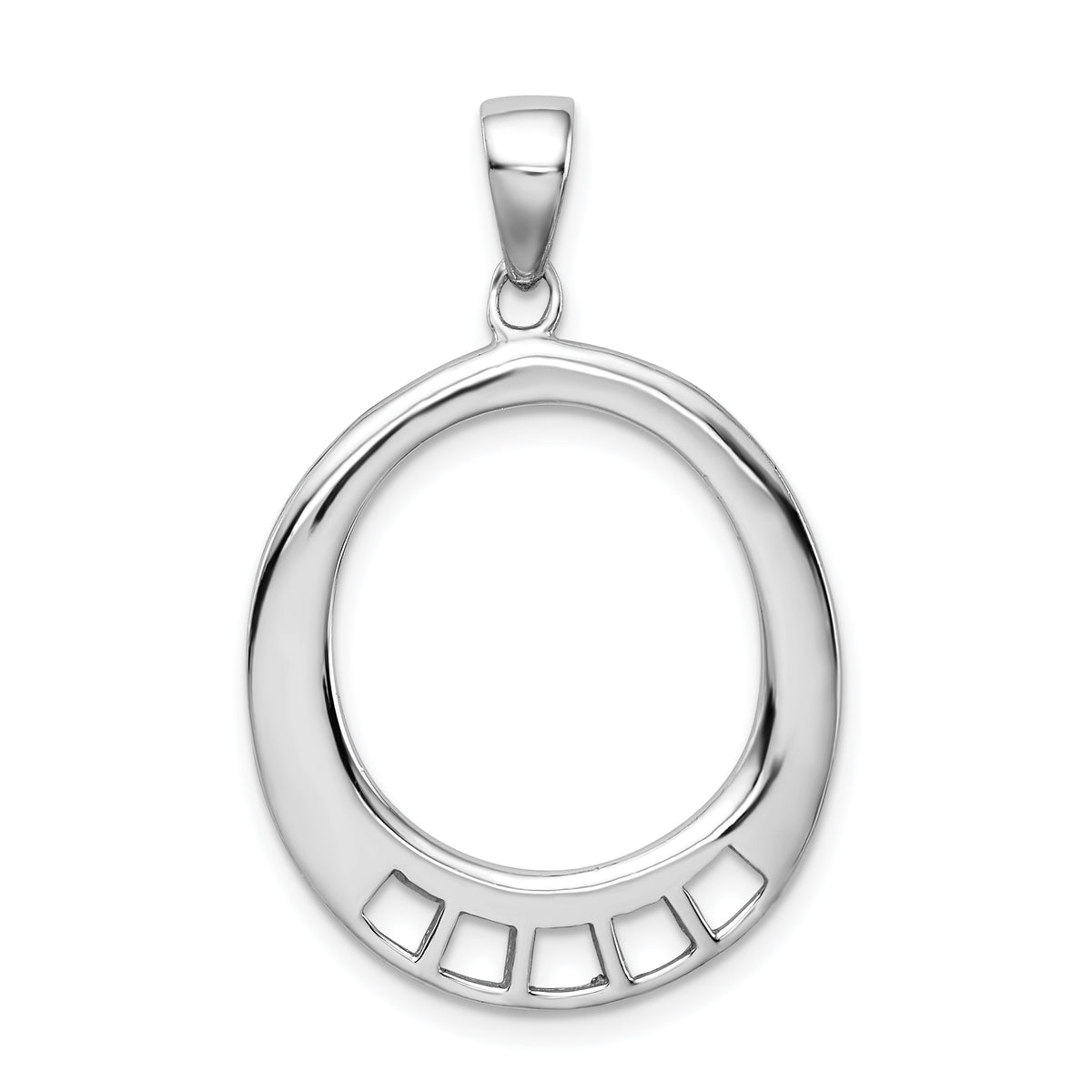 Amore La Vita Sterling Silver Rhodium-plated Polished Oval Shaped Charm Carrier Pendant