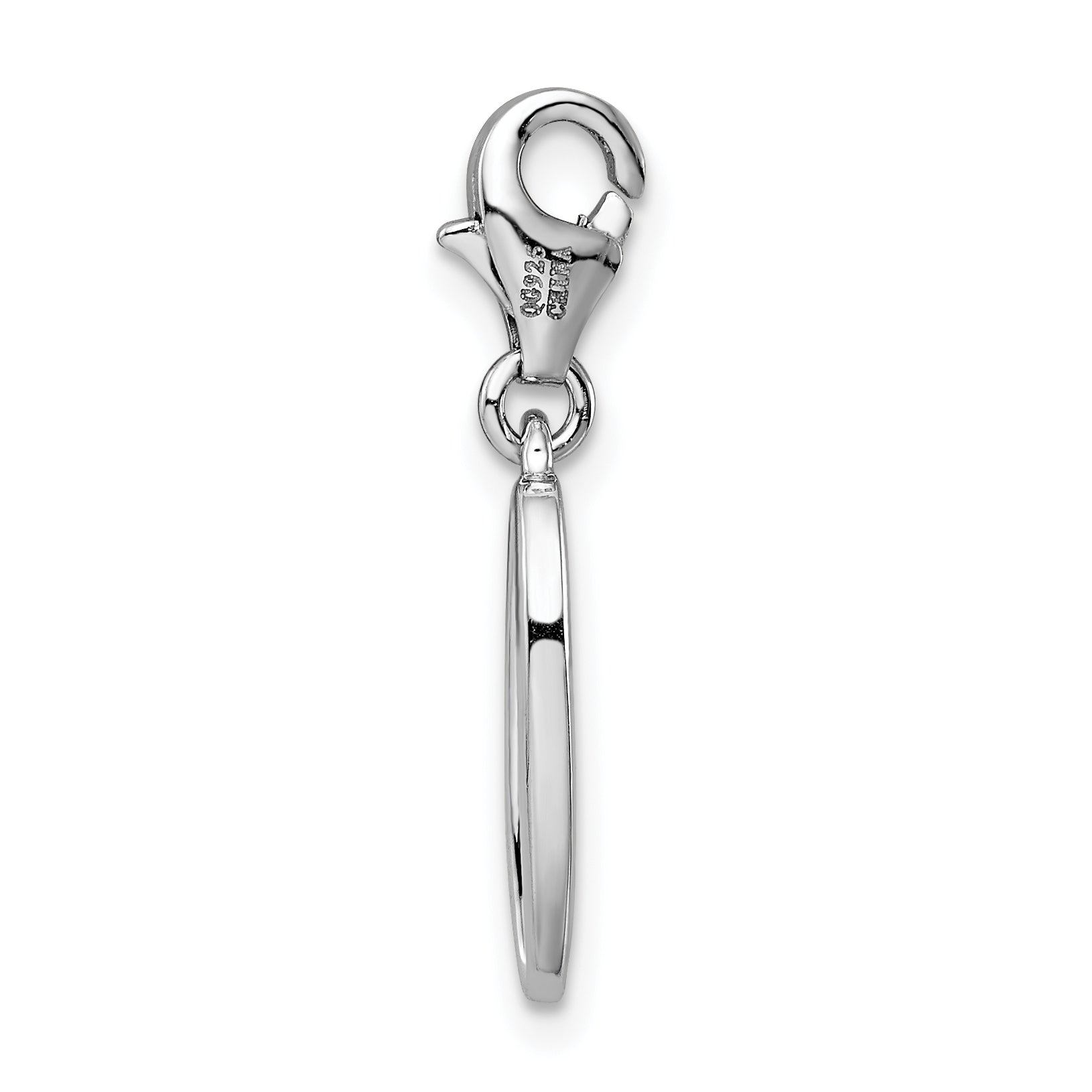 Amore La Vita Sterling Silver Rhodium-plated Polished Number 0 Charm with Fancy Lobster Clasp Secondary image