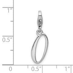 Amore La Vita Sterling Silver Rhodium-plated Polished Number 0 Charm with Fancy Lobster Clasp