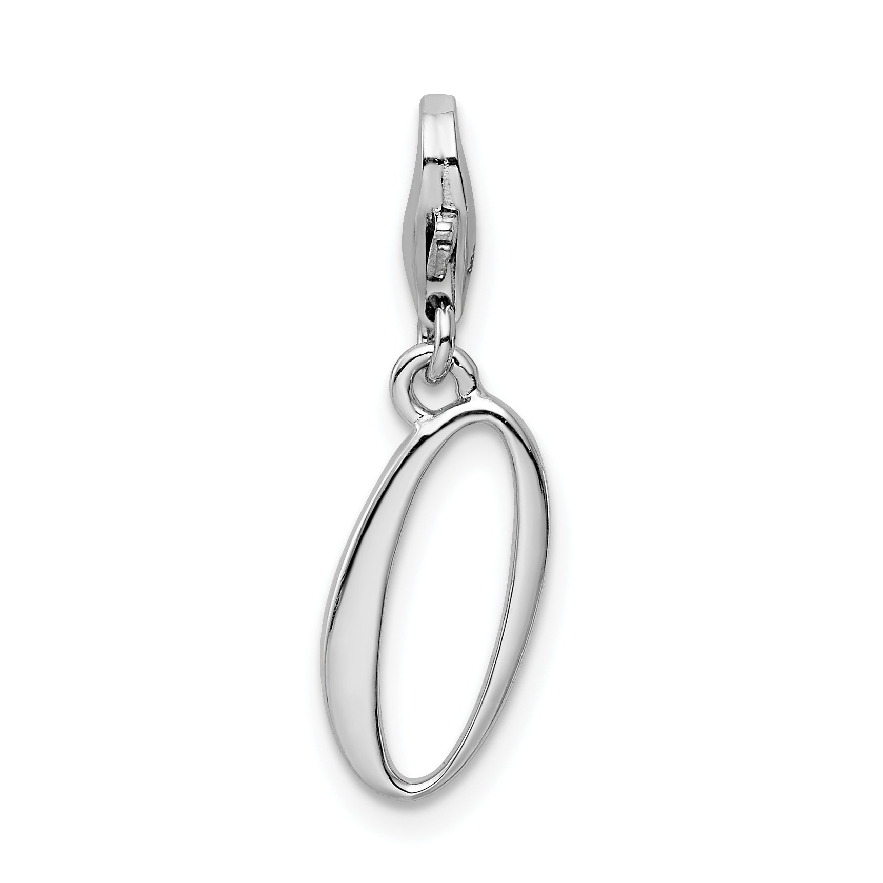 Amore La Vita Sterling Silver Rhodium-plated Polished Number 0 Charm with Fancy Lobster Clasp Main image