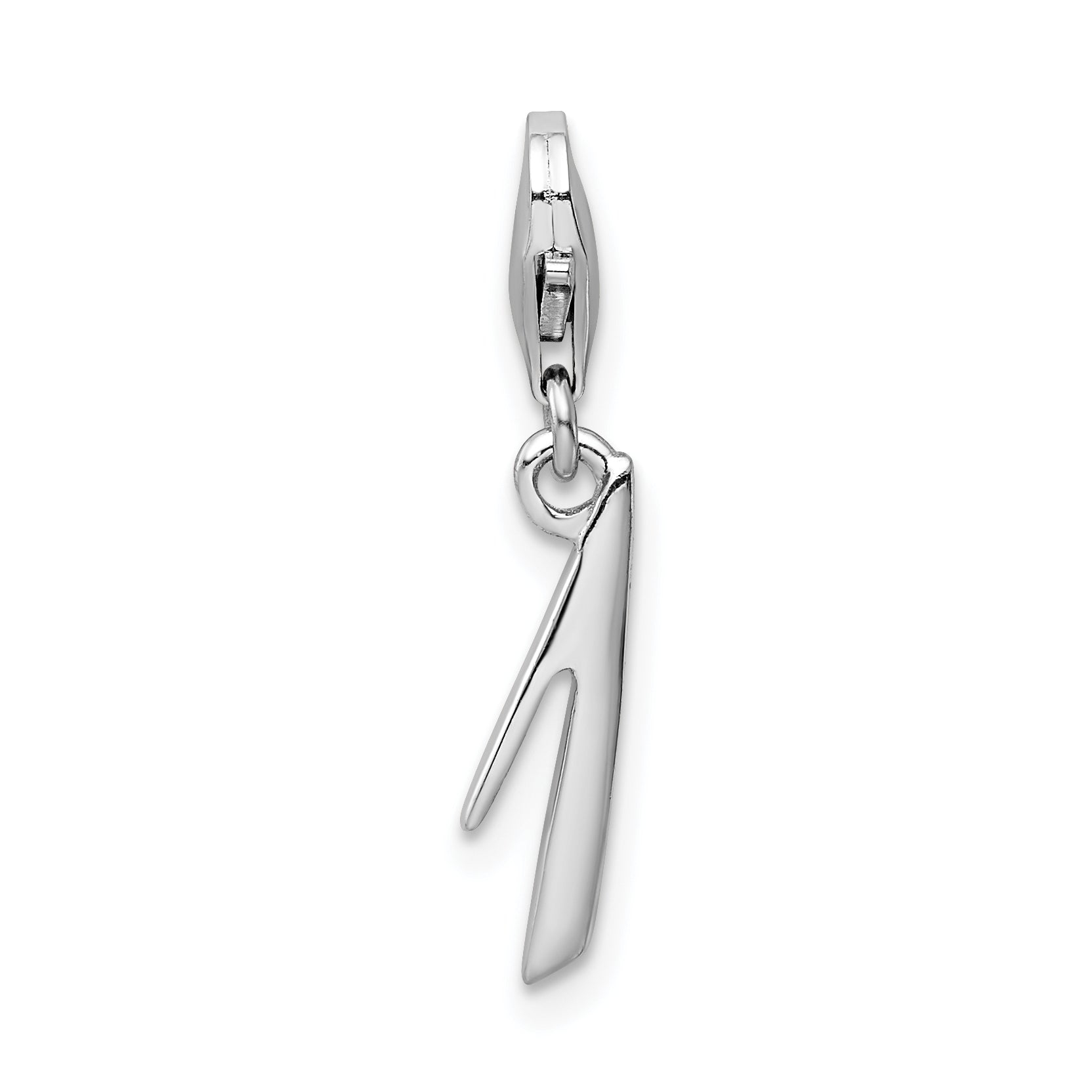 Amore La Vita Sterling Silver Rhodium-plated Polished Number 1 Charm with Fancy Lobster Clasp Main image