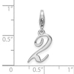 Amore La Vita Sterling Silver Rhodium-plated Polished Number 2 Charm with Fancy Lobster Clasp