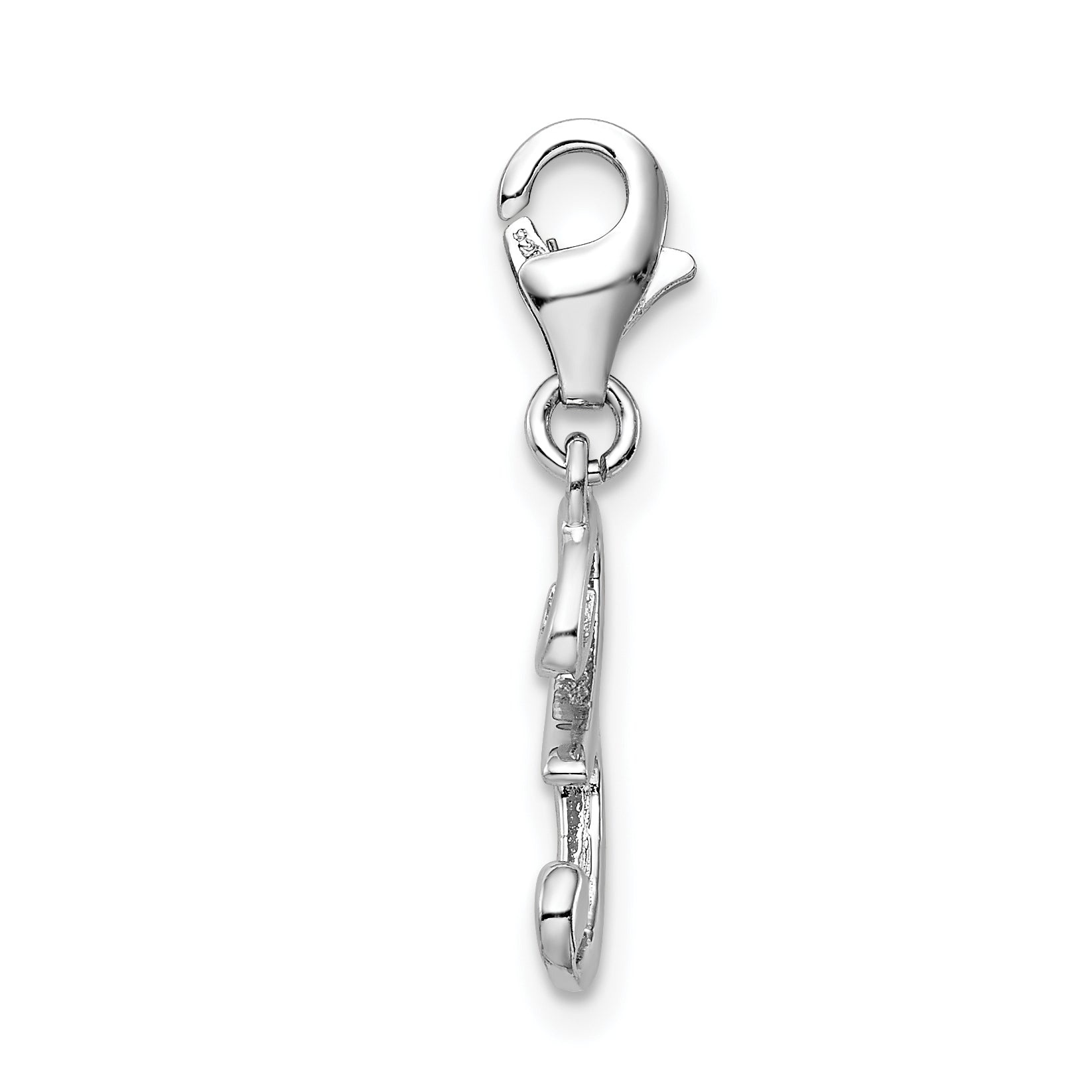 Amore La Vita Sterling Silver Rhodium-plated Polished Number 3 Charm with Fancy Lobster Clasp Secondary image