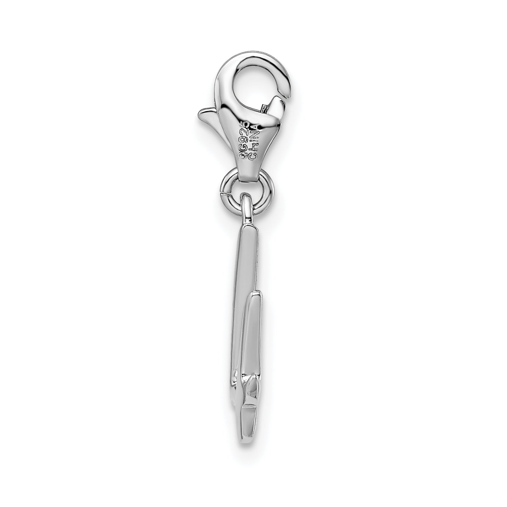 Amore La Vita Sterling Silver Rhodium-plated Polished Number 4 Charm with Fancy Lobster Clasp Secondary image