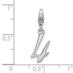 Amore La Vita Sterling Silver Rhodium-plated Polished Number 4 Charm with Fancy Lobster Clasp