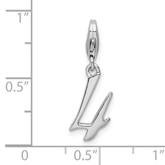 Amore La Vita Sterling Silver Rhodium-plated Polished Number 4 Charm with Fancy Lobster Clasp