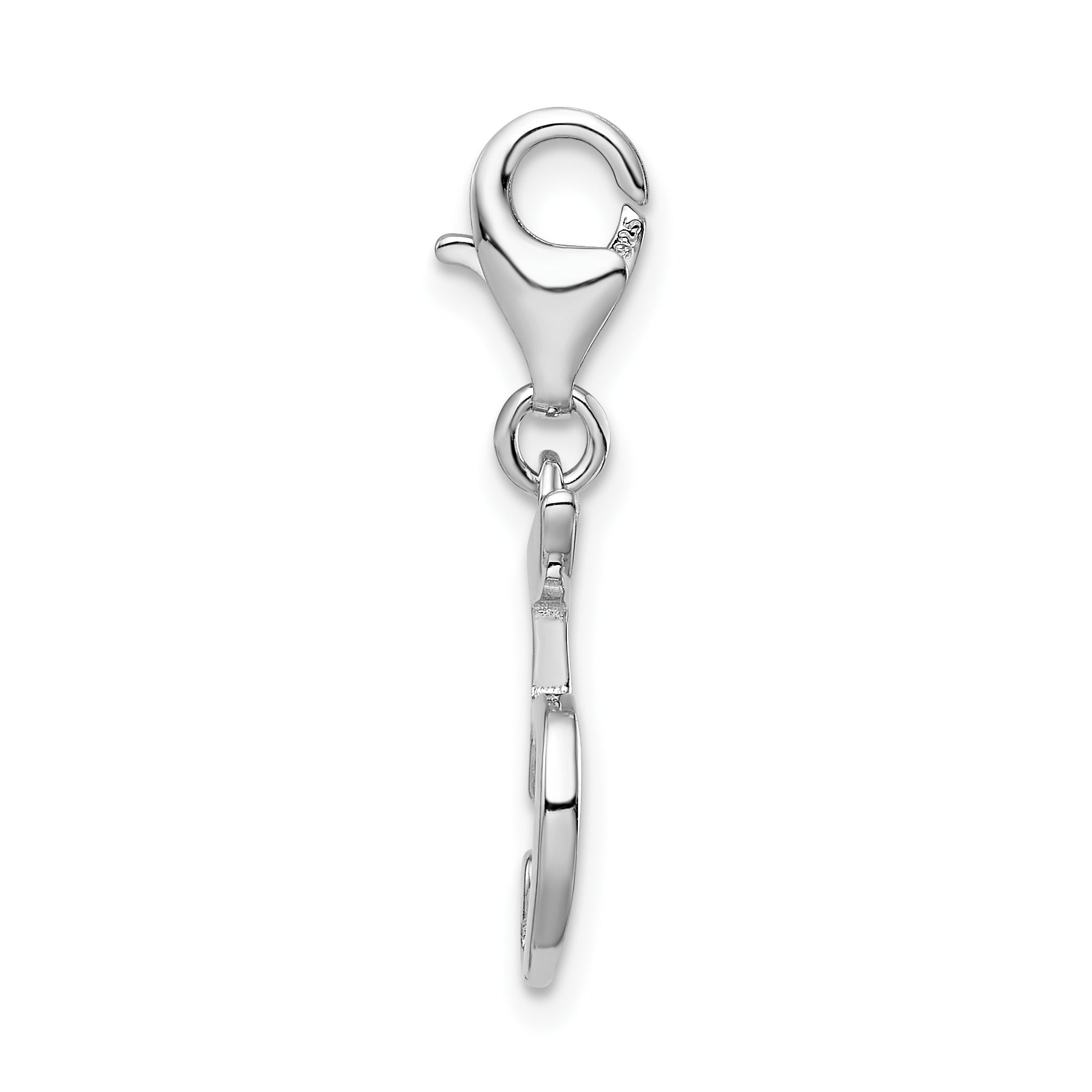 Amore La Vita Sterling Silver Rhodium-plated Polished Number 5 Charm with Fancy Lobster Clasp Secondary image