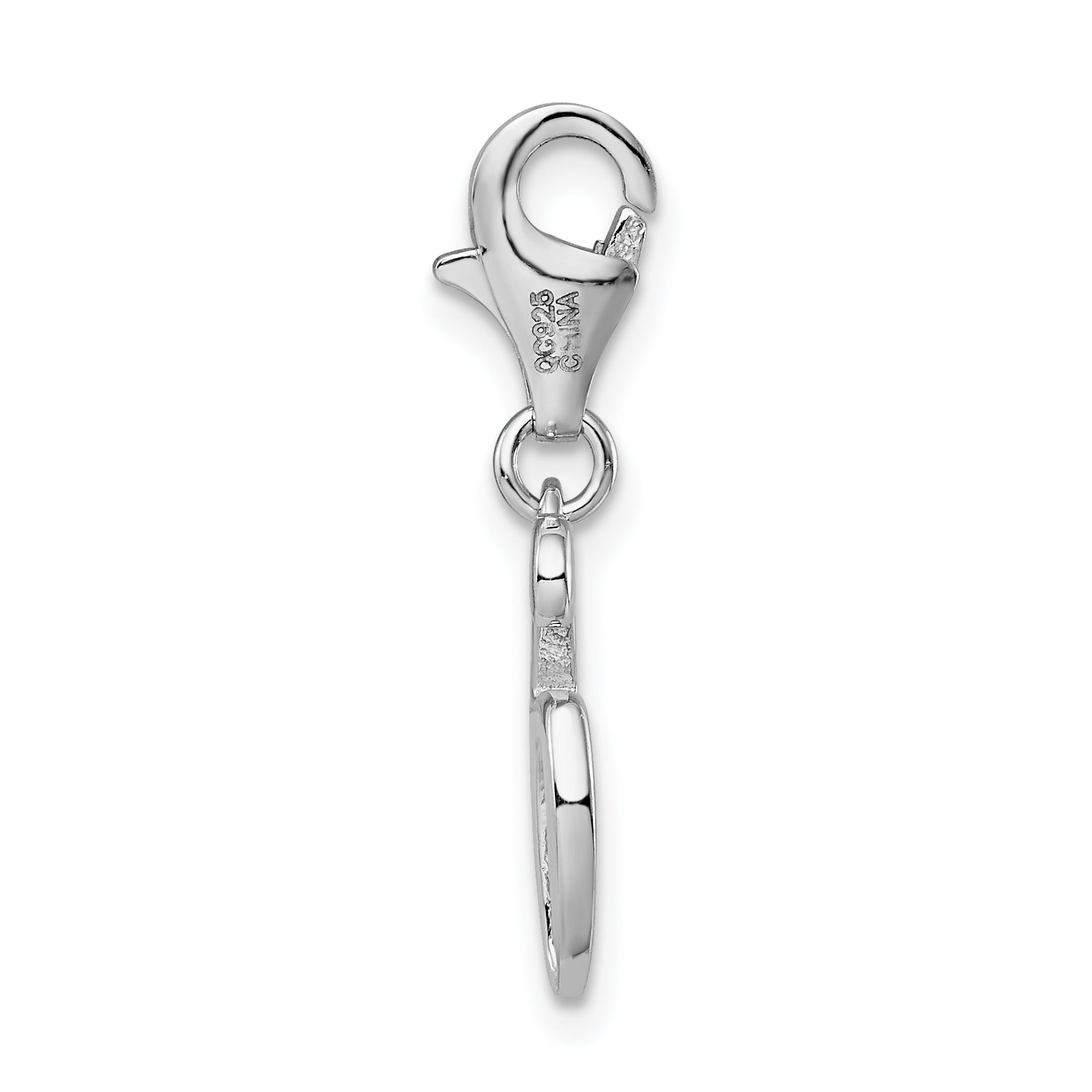 Amore La Vita Sterling Silver Rhodium-plated Polished Number 6 Charm with Fancy Lobster Clasp