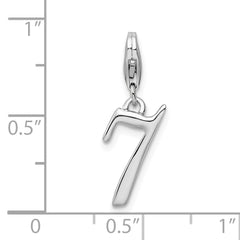 Amore La Vita Sterling Silver Rhodium-plated Polished Number 7 Charm with Fancy Lobster Clasp