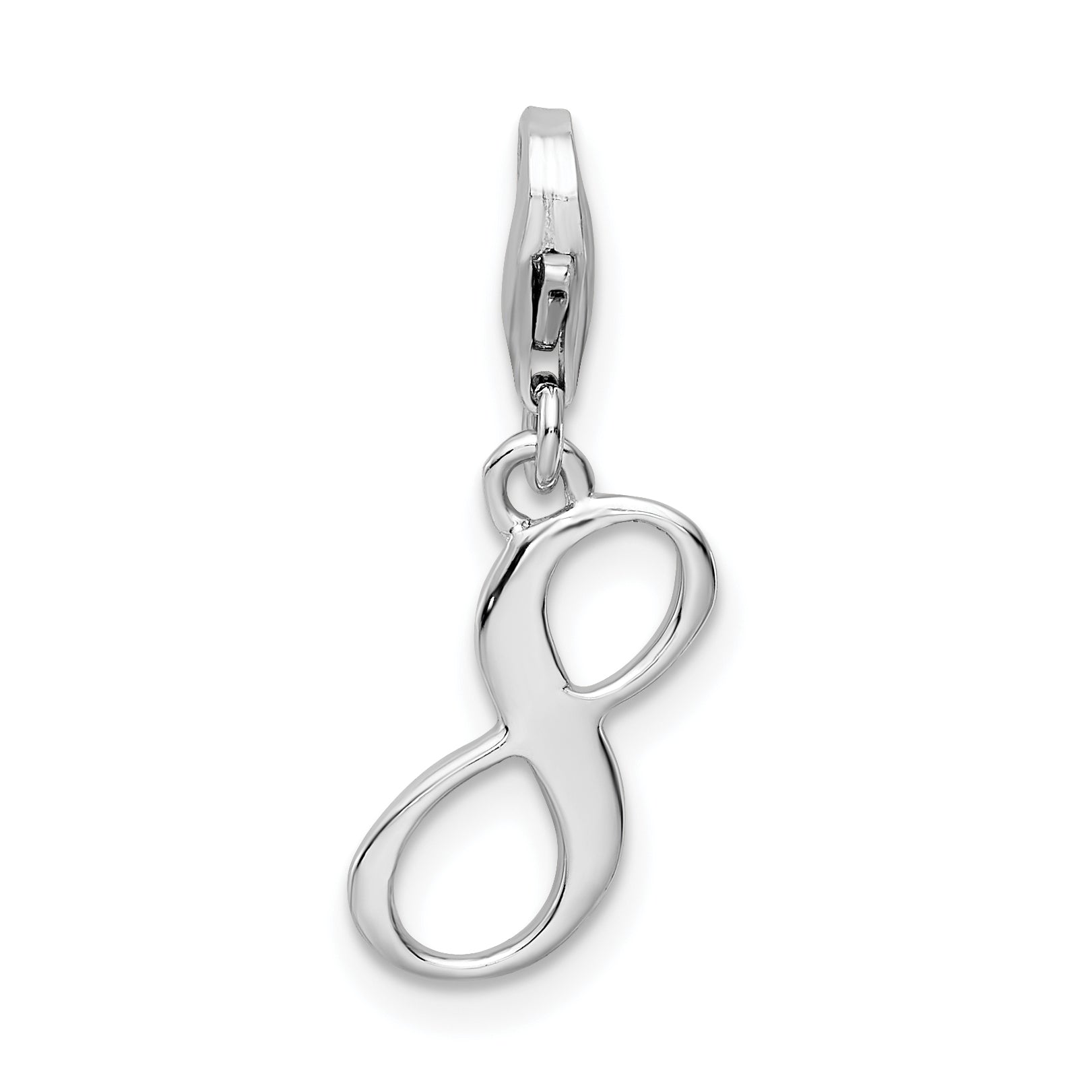 Amore La Vita Sterling Silver Rhodium-plated Polished Number 8 Charm with Fancy Lobster Clasp Main image