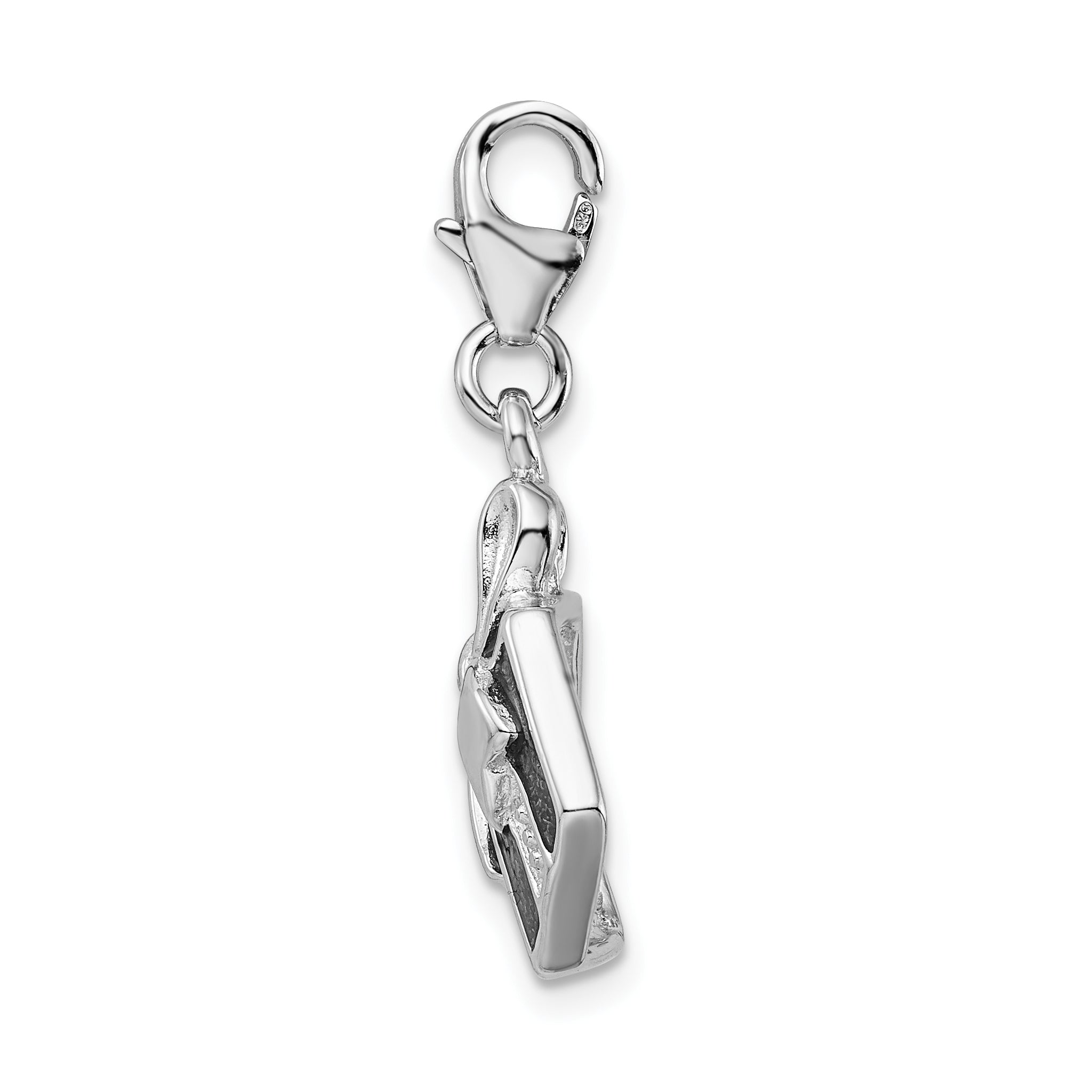 Amore La Vita Sterling Silver Rhodium-plated Polished Red Enameled Present Charm with Fancy Lobster Clasp Secondary image