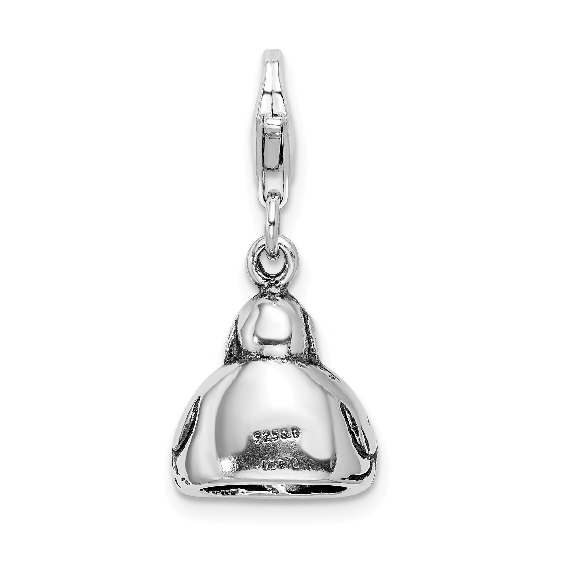 Amore La Vita Sterling Silver Rhodium-plated Polished 3-D Antiqued Buddha Charm with Fancy Lobster Clasp