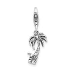 Antiqued Palm Tree Charm in Sterling Silver