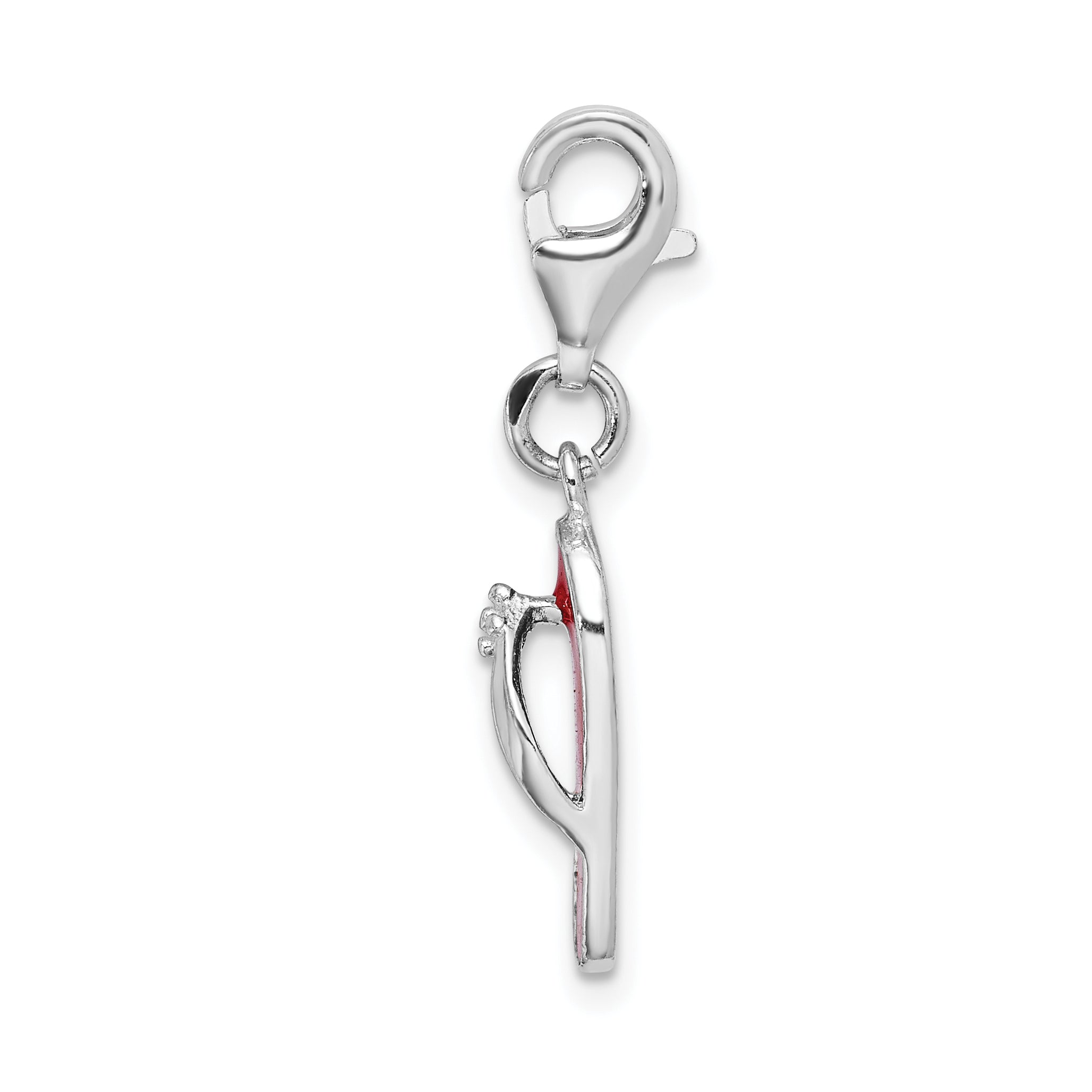 Amore La Vita Sterling Silver Rhodium-plated Polished 3-D Red Enameled Sandal Charm with Fancy Lobster Clasp Secondary image