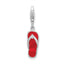 Amore La Vita Sterling Silver Rhodium-plated Polished 3-D Red Enameled Sandal Charm with Fancy Lobster Clasp