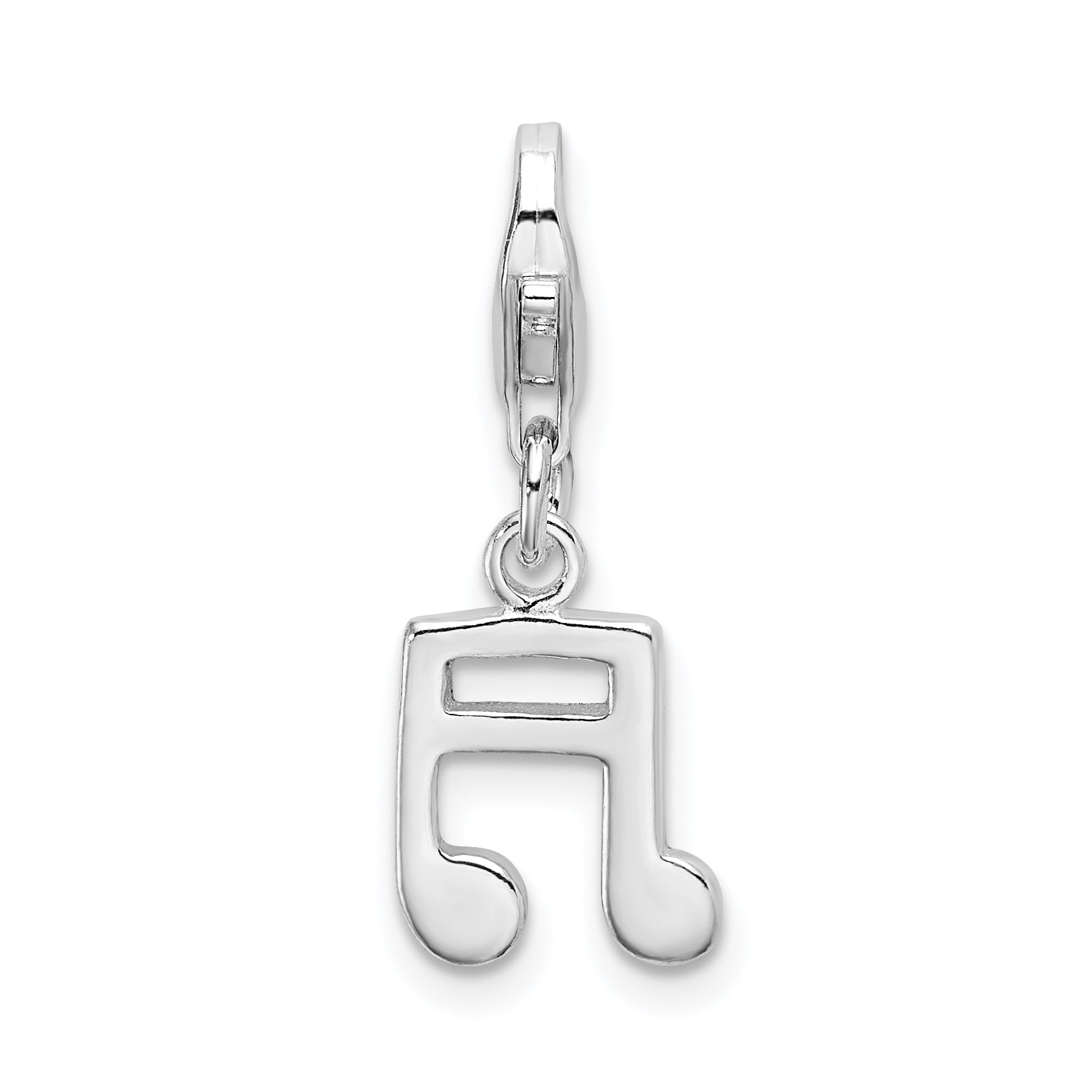 Amore La Vita Sterling Silver Rhodium-plated Polished Beamed Sixteenth Note Charm with Fancy Lobster Clasp Main image