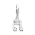 Amore La Vita Sterling Silver Rhodium-plated Polished Beamed Sixteenth Note Charm with Fancy Lobster Clasp