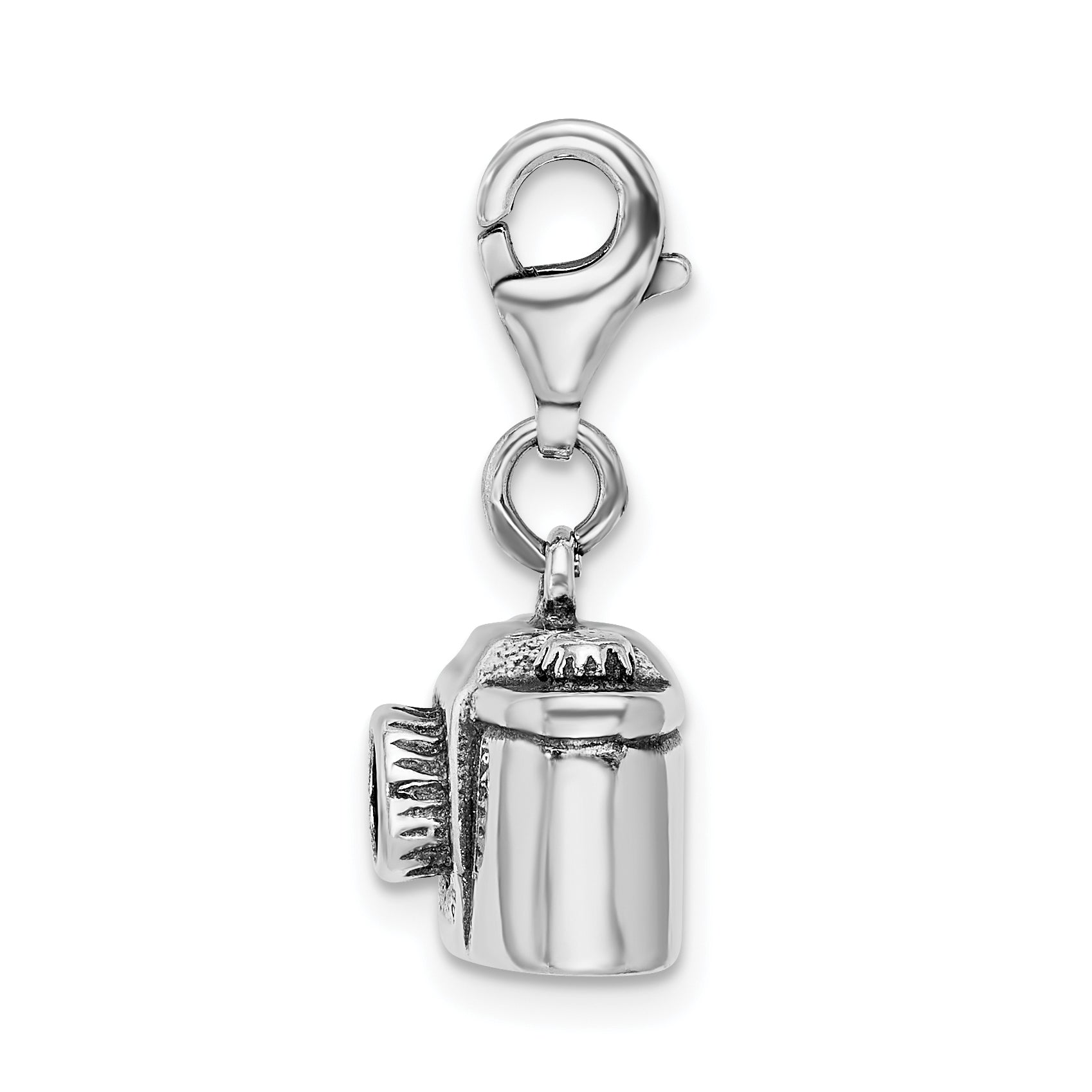 Amore La Vita Sterling Silver Rhodium-plated Polished 3-D Antiqued Camera Charm with Fancy Lobster Clasp Secondary image