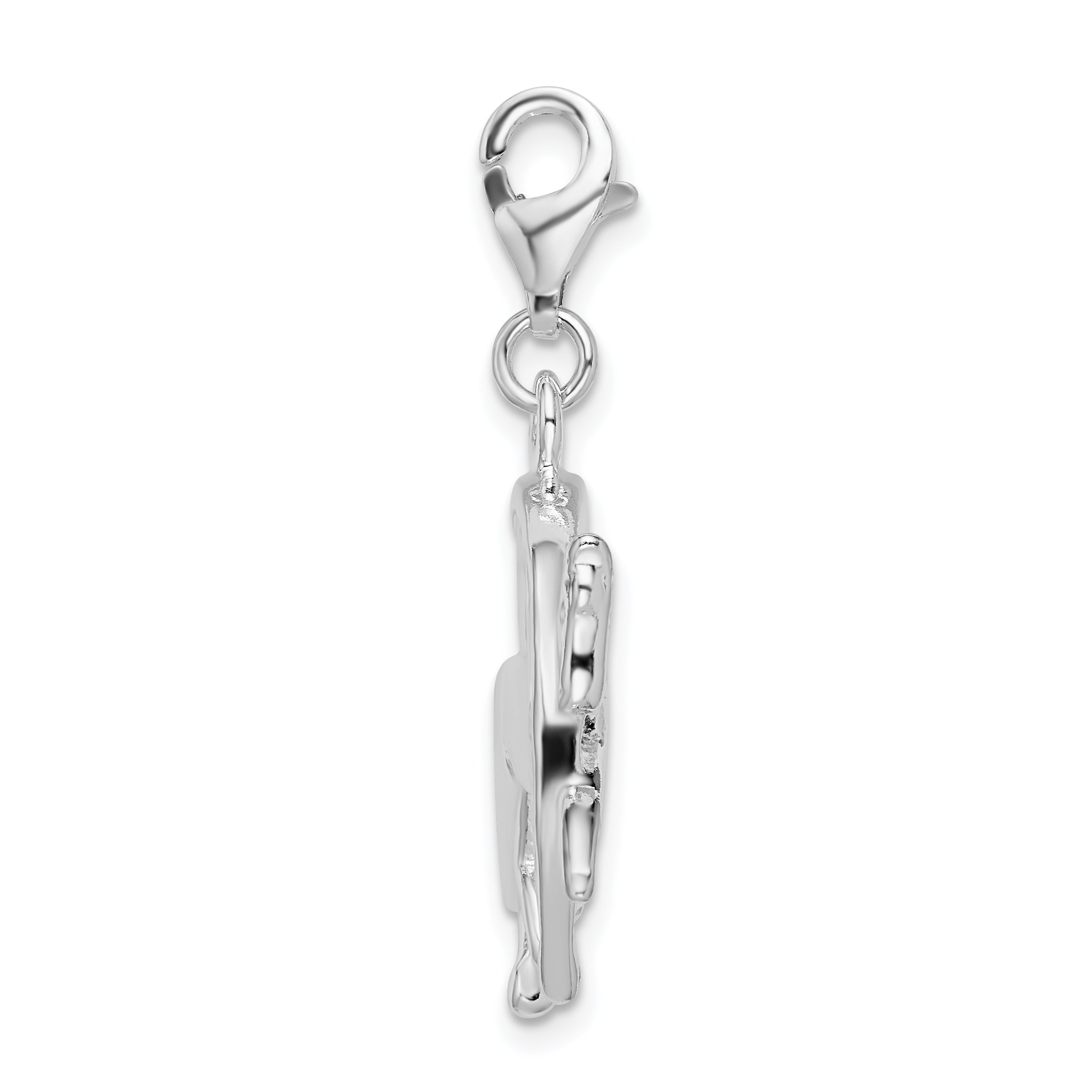 Amore La Vita Sterling Silver Rhodium-plated Polished 3-D Horse in Horseshoe Charm with Fancy Lobster Clasp Secondary image