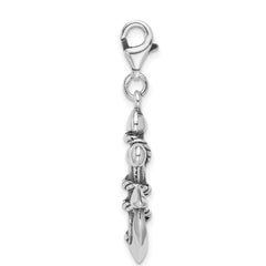 Amore La Vita Sterling Silver Rhodium-plated Polished 3-D Antiqued Anchor and Rope Charm with Fancy Lobster Clasp