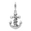 Amore La Vita Sterling Silver Rhodium-plated Polished 3-D Antiqued Anchor and Rope Charm with Fancy Lobster Clasp