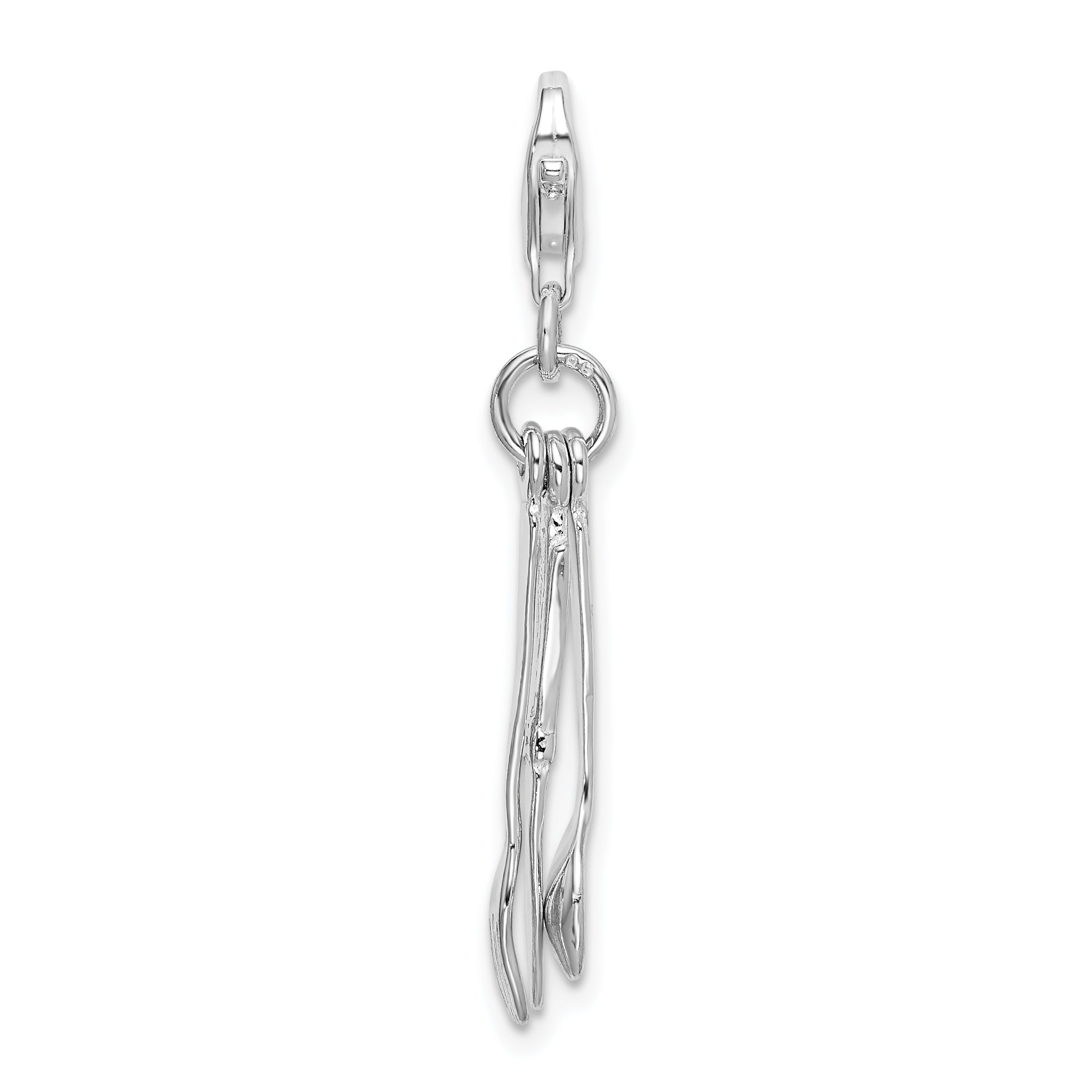Amore La Vita Sterling Silver Rhodium-plated Polished 3-D Cutlery Charm with Fancy Lobster Clasp Main image