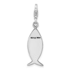 Amore La Vita Sterling Silver Rhodium-plated Polished Antiqued WWJD Ichthus Charm with Fancy Lobster Clasp