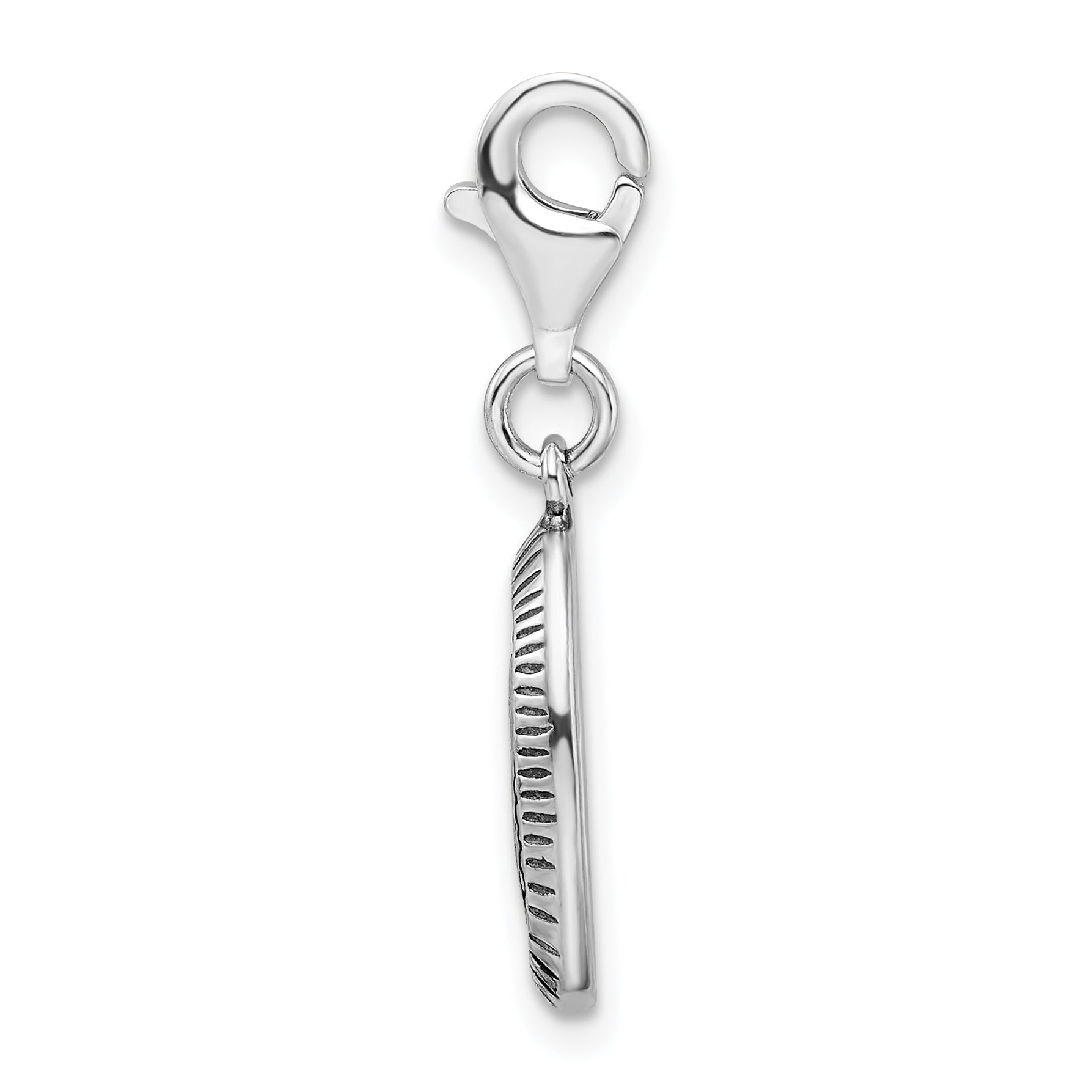 Amore La Vita Sterling Silver Rhodium-plated Polished Antiqued BELIEVE Charm with Fancy Lobster Clasp Secondary image