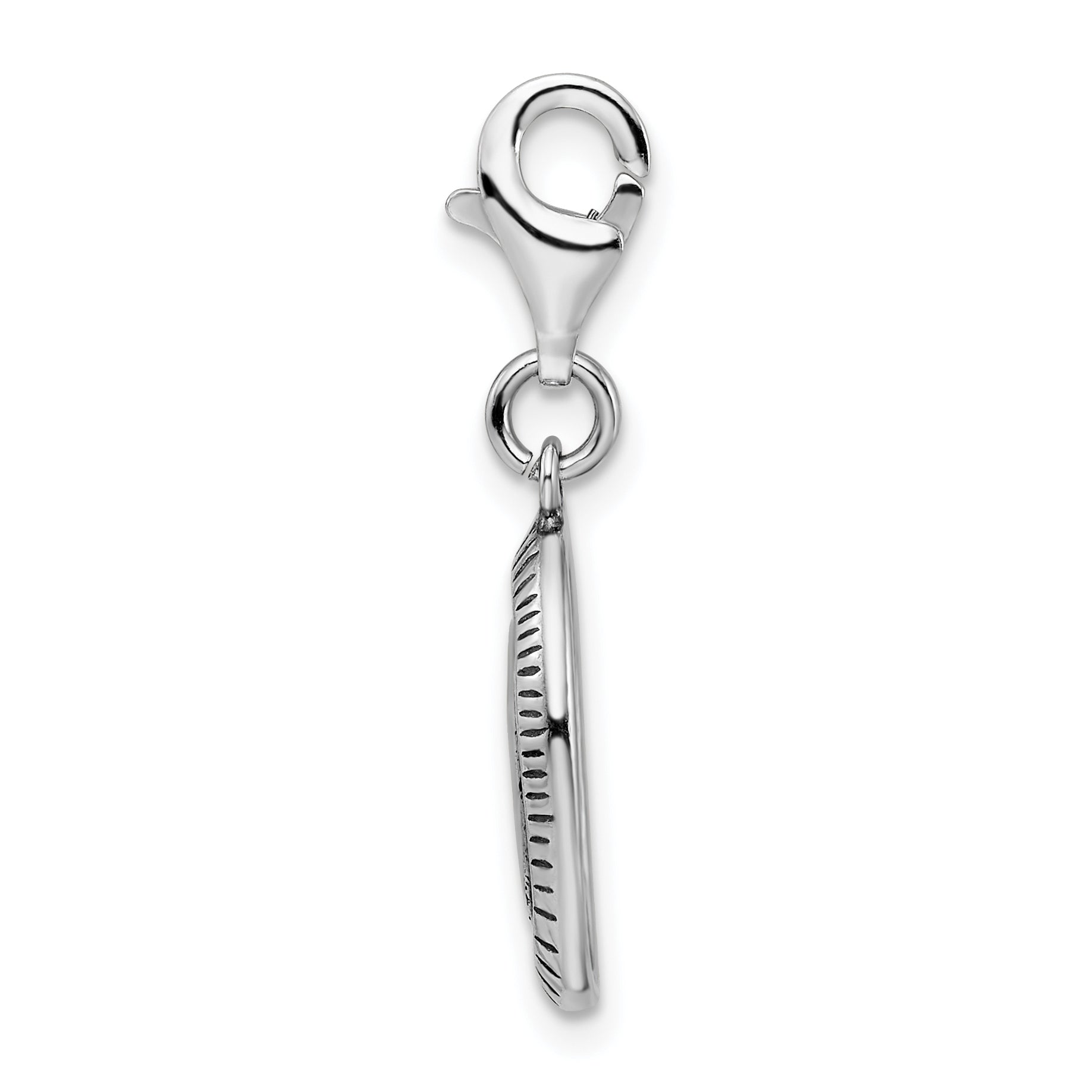 Amore La Vita Sterling Silver Rhodium-plated Polished Antiqued SISTER Charm with Fancy Lobster Clasp Secondary image