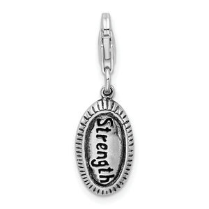 Strength Charm in Sterling Silver, 35mm Antiqued & Polished - Sophia Jewelers