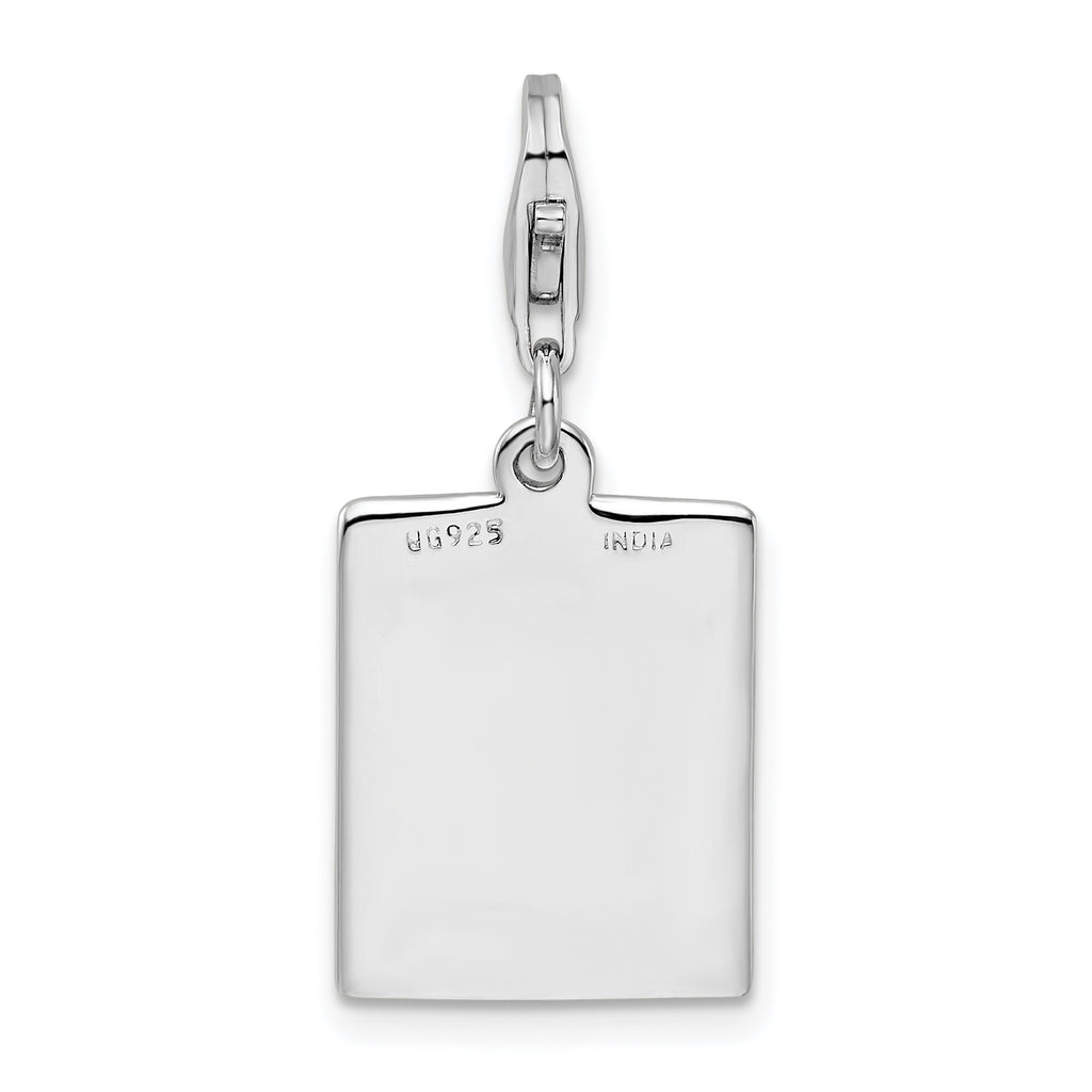Amore La Vita Sterling Silver Rhodium-plated Polished Bingo Card Charm with Fancy Lobster Clasp