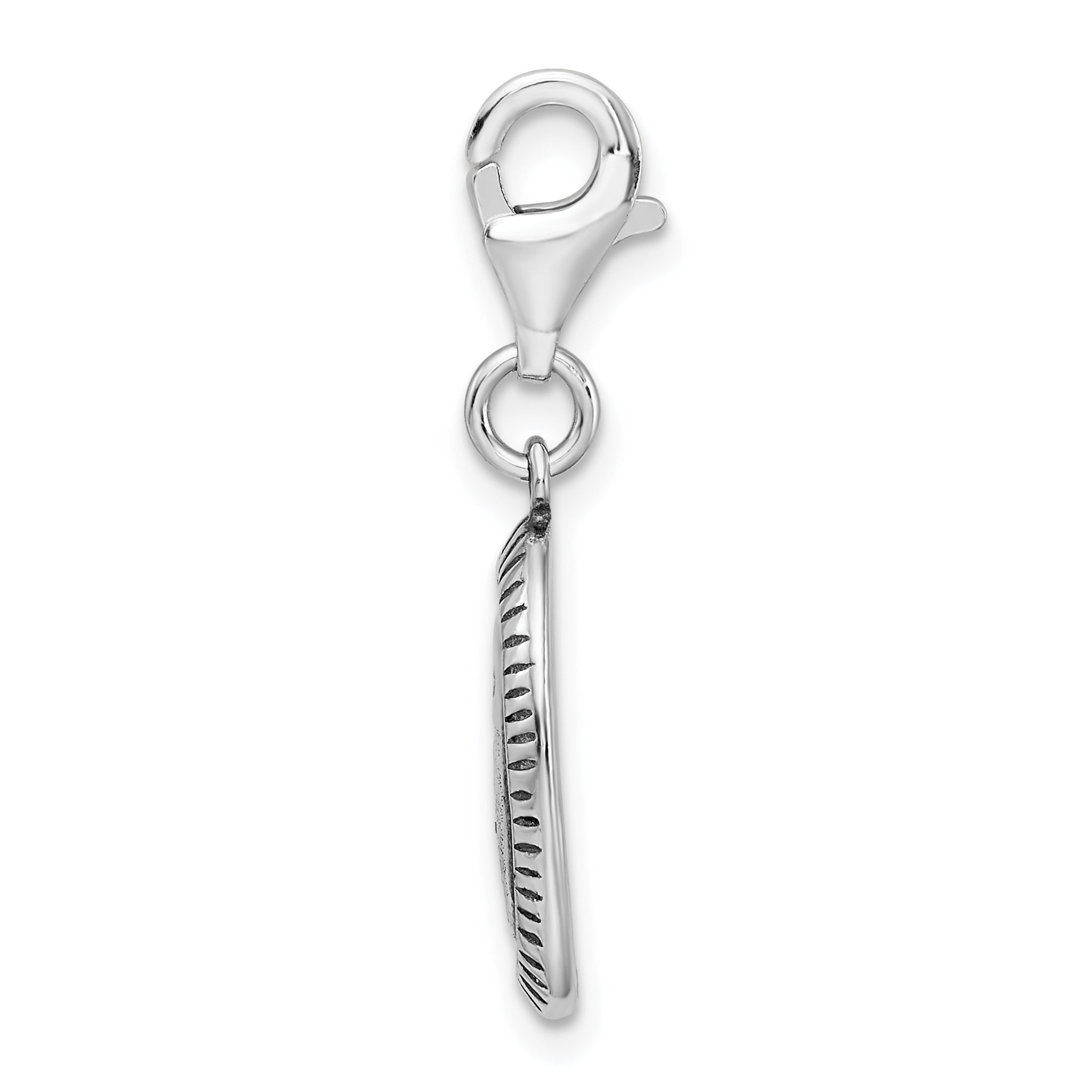 Amore La Vita Sterling Silver Rhodium-plated Polished Antiqued MOM Charm with Fancy Lobster Clasp