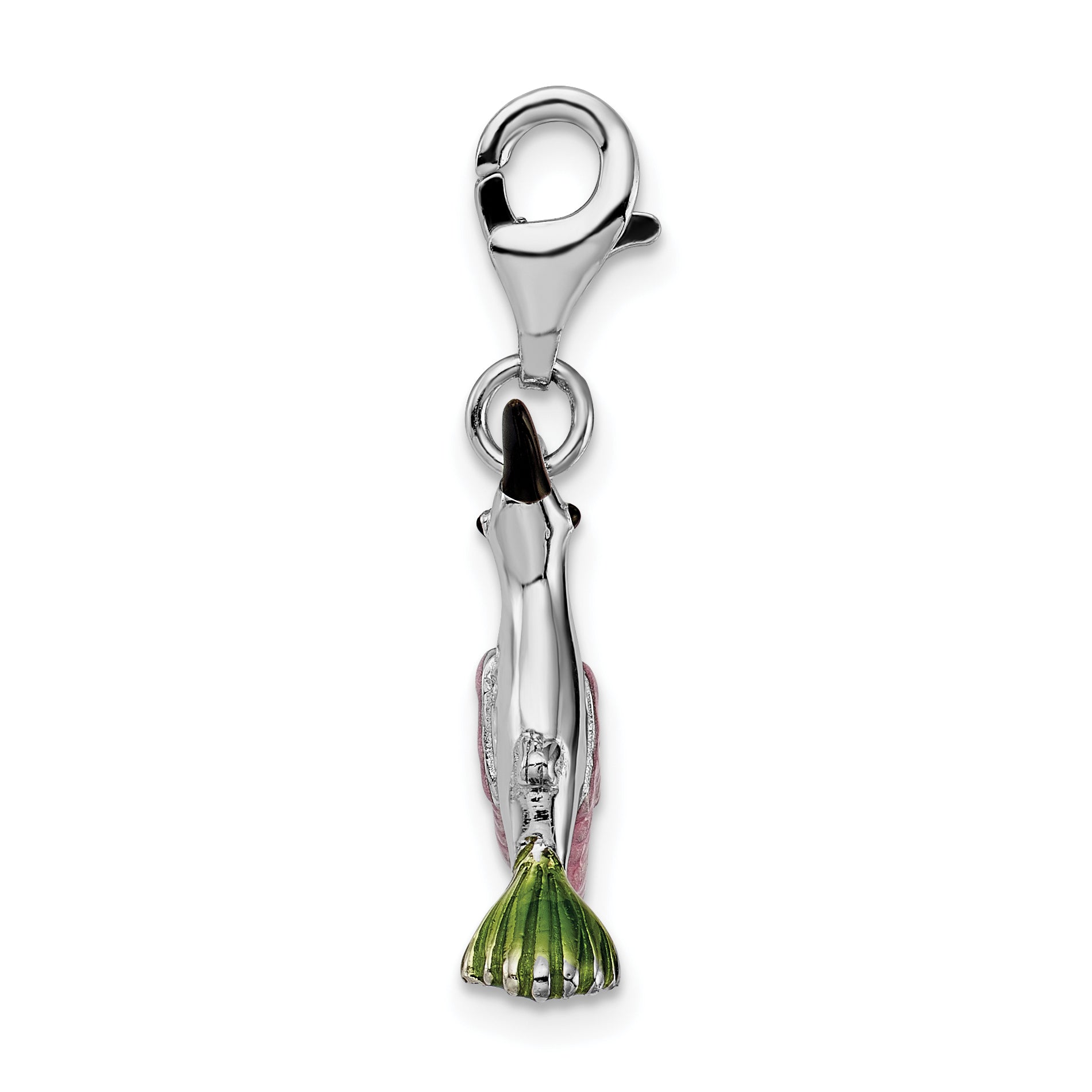 Amore La Vita Sterling Silver Rhodium-plated Polished 3-D Enameled Hummingbird Charm with Fancy Lobster Clasp Secondary image