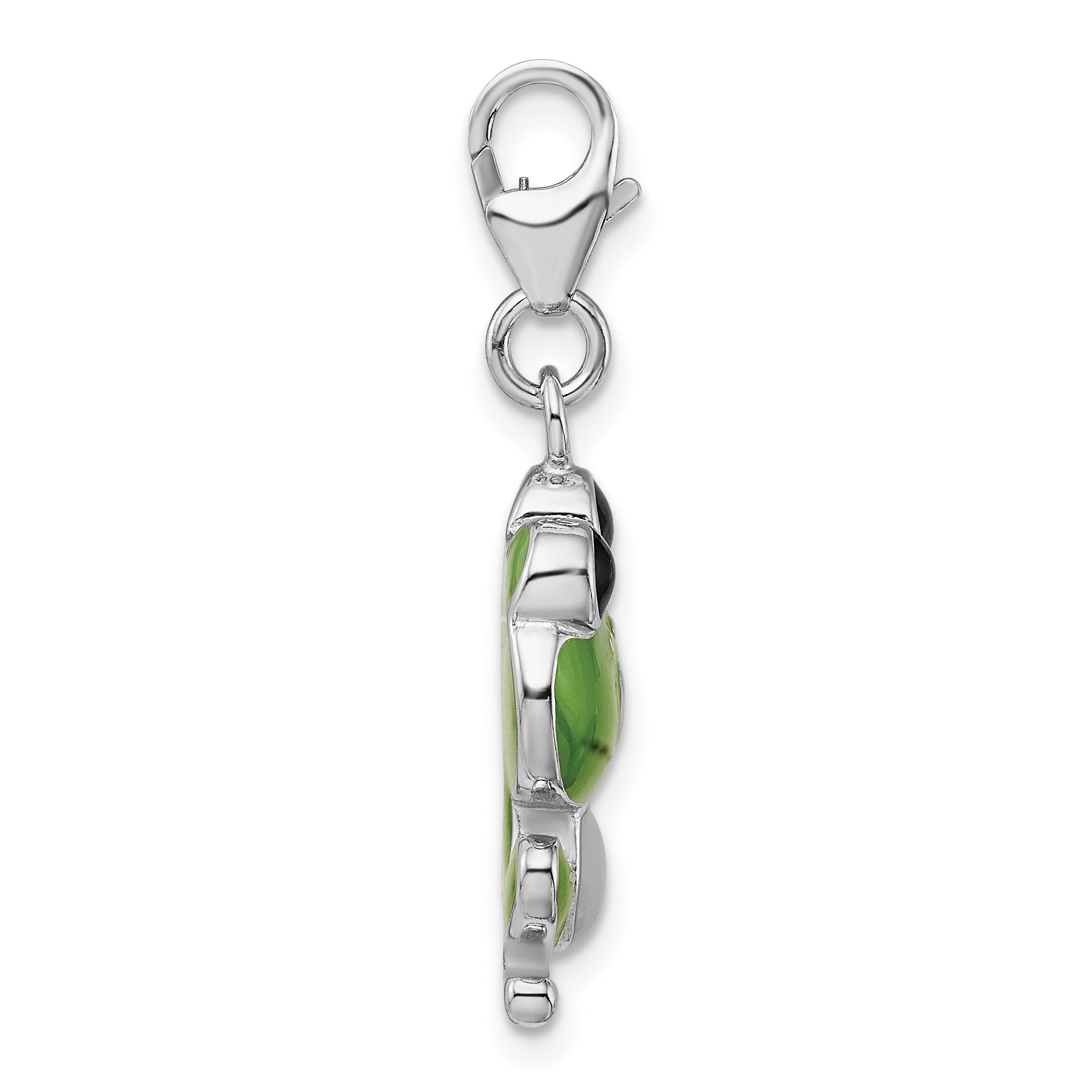 Amore La Vita Sterling Silver Rhodium-plated Polished Enameled Frog Charm with Fancy Lobster Clasp Secondary image