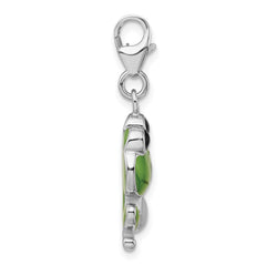 Amore La Vita Sterling Silver Rhodium-plated Polished Enameled Frog Charm with Fancy Lobster Clasp