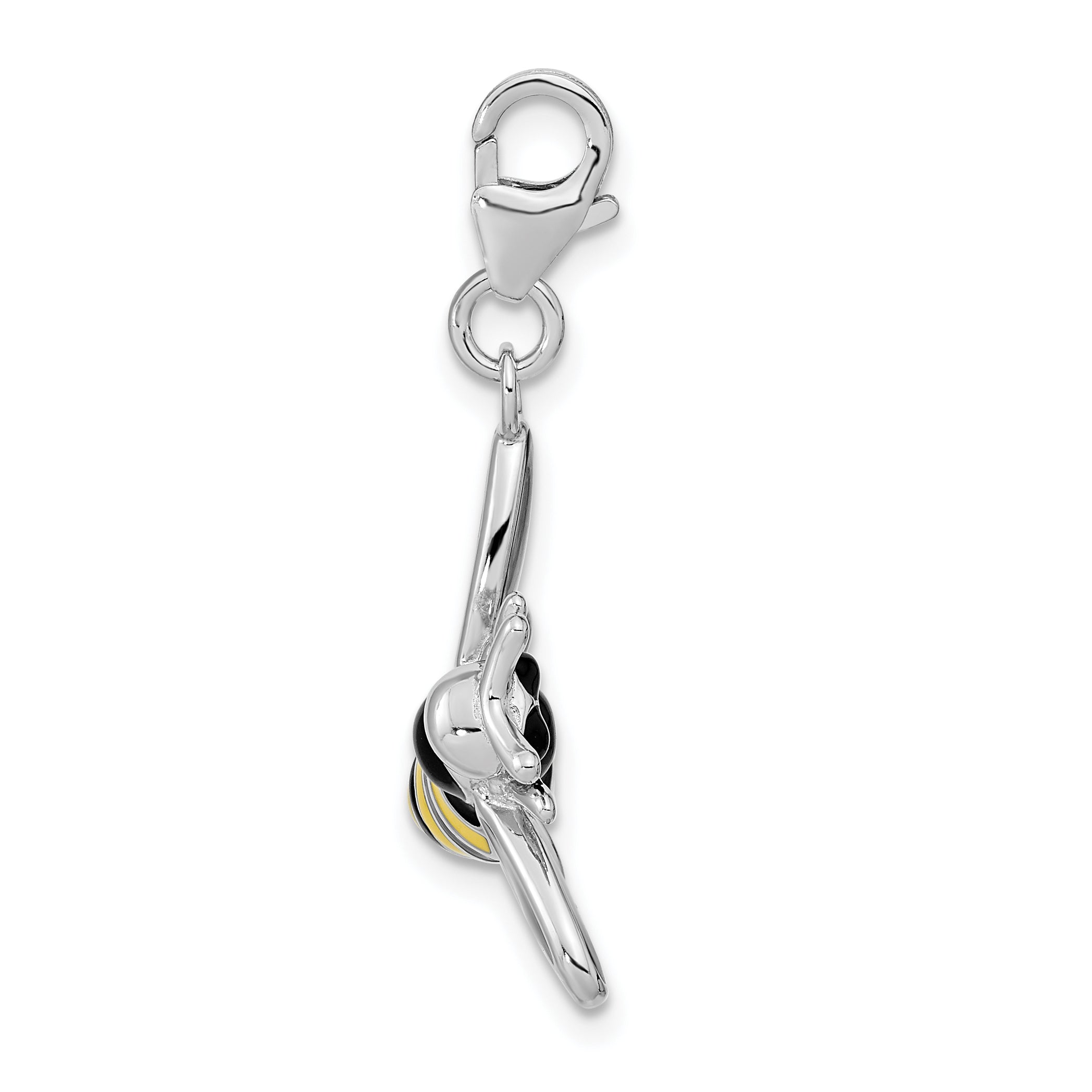 Amore La Vita Sterling Silver Rhodium-plated Polished Enameled 3-D Bubble Bee Charm with Fancy Lobster Clasp Secondary image