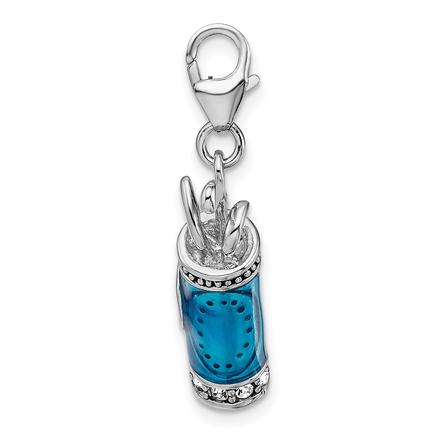 Amore La Vita Sterling Silver Rhodium-plated Polished 3-D Enameled Golf Bag and Clubs Charm with Fancy Lobster Clasp Secondary image