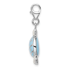 Amore La Vita Sterling Silver Rhodium-plated Polished Enameled Piece of Candy in Wrapper Charm with Fancy Lobster Clasp